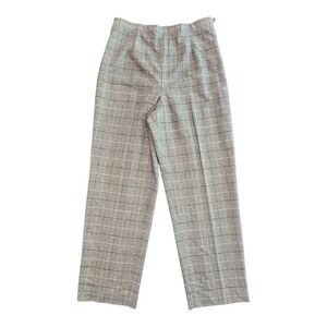 Talbots Pants Trousers Womens Size 12‎ Plaid Wool Blend Gray Beige Career Office